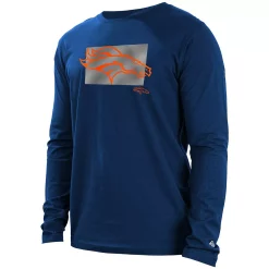 Men's New Era Navy Denver Broncos State Long Sleeve T-Shirt
