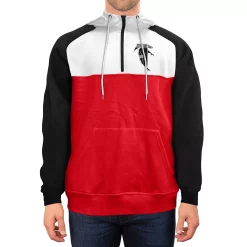 Men's New Era Red/White Atlanta Falcons Gametime Quarter-Zip Raglan Hoodie Jacket