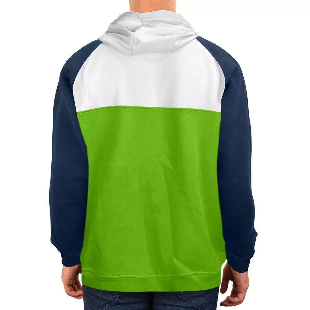 Men's New Era Neon Green/White Seattle Seahawks Gametime Quarter-Zip Hoodie Jacket 3 Men's New Era Neon Green/White Seattle Seahawks Gametime Quarter-Zip Hoodie Jacket - Image 3