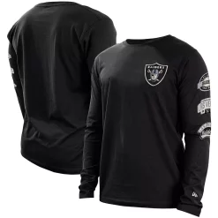 Men's New Era Black Las Vegas Raiders Hype 2-Hit Long Sleeve T-Shirt