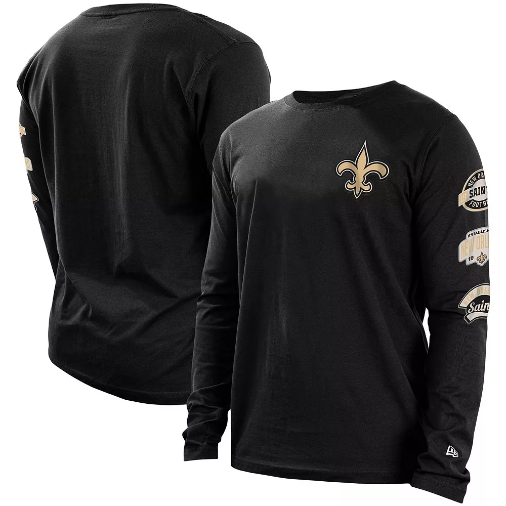 Men's New Era Black New Orleans Saints Hype 2-Hit Long Sleeve T-Shirt 2 Men's New Era Black New Orleans Saints Hype 2-Hit Long Sleeve T-Shirt - Image 2