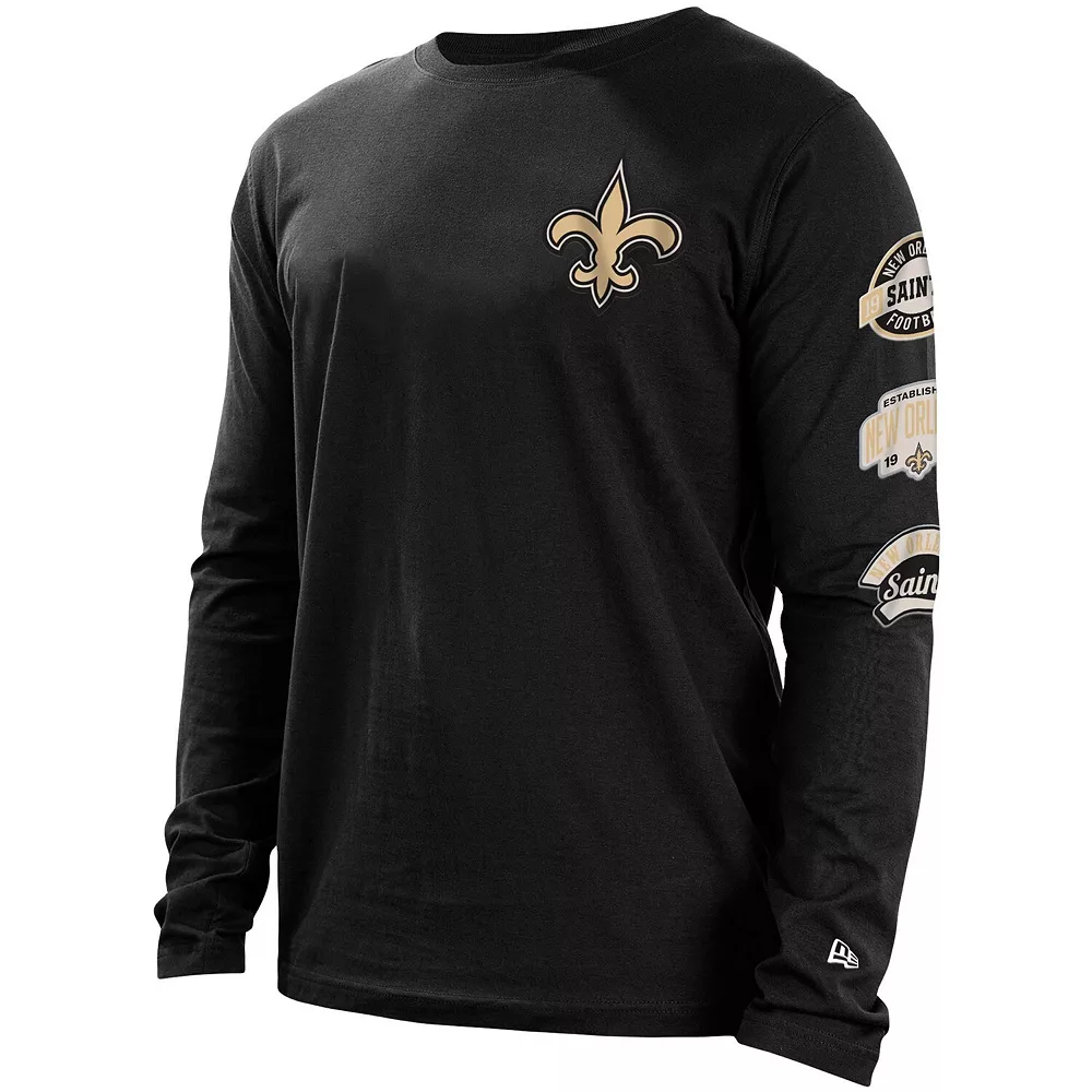 Men's New Era Black New Orleans Saints Hype 2-Hit Long Sleeve T-Shirt 3 Men's New Era Black New Orleans Saints Hype 2-Hit Long Sleeve T-Shirt - Image 3