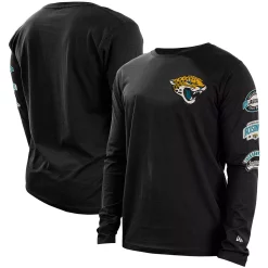 Men's New Era Black Jacksonville Jaguars Hype 2-Hit Long Sleeve T-Shirt