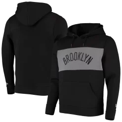 Men's New Era Black Brooklyn Nets Neoprene Colorbock Tri-Blend Pullover Hoodie