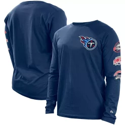 Men's New Era Navy Tennessee Titans Hype 2-Hit Long Sleeve T-Shirt