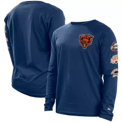 Men's New Era Navy Chicago Bears Hype 2-Hit Long Sleeve T-Shirt