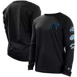 Men's New Era Black Carolina Panthers Hype 2-Hit Long Sleeve T-Shirt