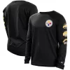 Men's New Era Black Pittsburgh Steelers Hype 2-Hit Long Sleeve T-Shirt