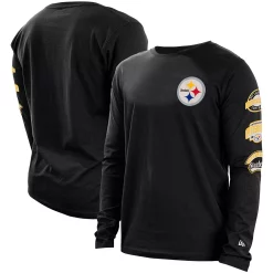 Men's New Era Black Pittsburgh Steelers Hype 2-Hit Long Sleeve T-Shirt
