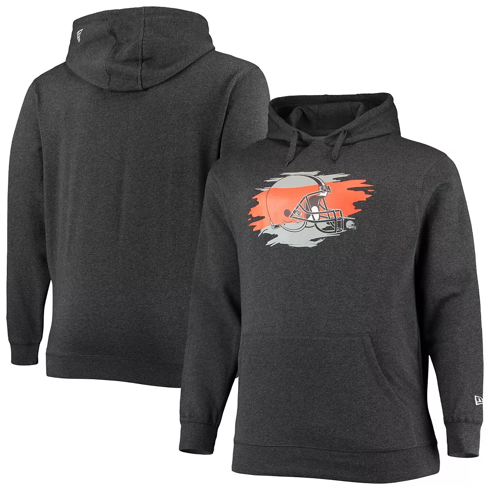 Men's New Era Charcoal Cleveland Browns Big & Tall Primary Logo Pullover Hoodie 1 Men's New Era Charcoal Cleveland Browns Big & Tall Primary Logo Pullover Hoodie