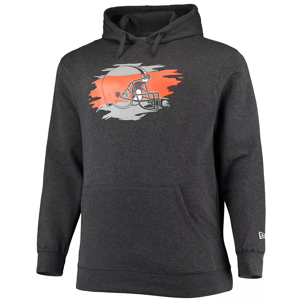 Men's New Era Charcoal Cleveland Browns Big & Tall Primary Logo Pullover Hoodie 3 Men's New Era Charcoal Cleveland Browns Big & Tall Primary Logo Pullover Hoodie - Image 3