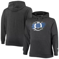 Men's New Era Charcoal Indianapolis Colts Big & Tall Primary Logo Pullover Hoodie
