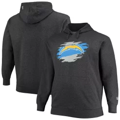 Men's New Era Charcoal Los Angeles Chargers Big & Tall Primary Logo Pullover Hoodie