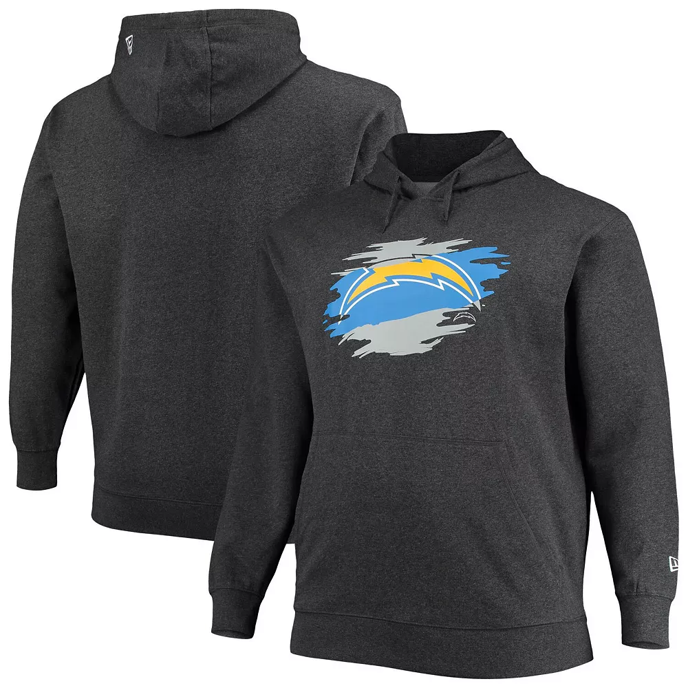 Men's New Era Charcoal Los Angeles Chargers Big & Tall Primary Logo Pullover Hoodie 1 Men's New Era Charcoal Los Angeles Chargers Big & Tall Primary Logo Pullover Hoodie
