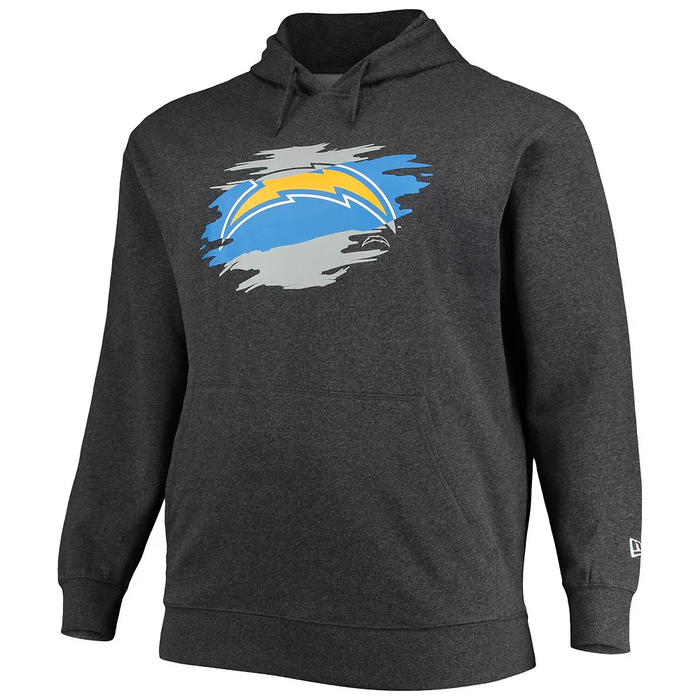 Men's New Era Charcoal Los Angeles Chargers Big & Tall Primary Logo Pullover Hoodie 3 Men's New Era Charcoal Los Angeles Chargers Big & Tall Primary Logo Pullover Hoodie - Image 3