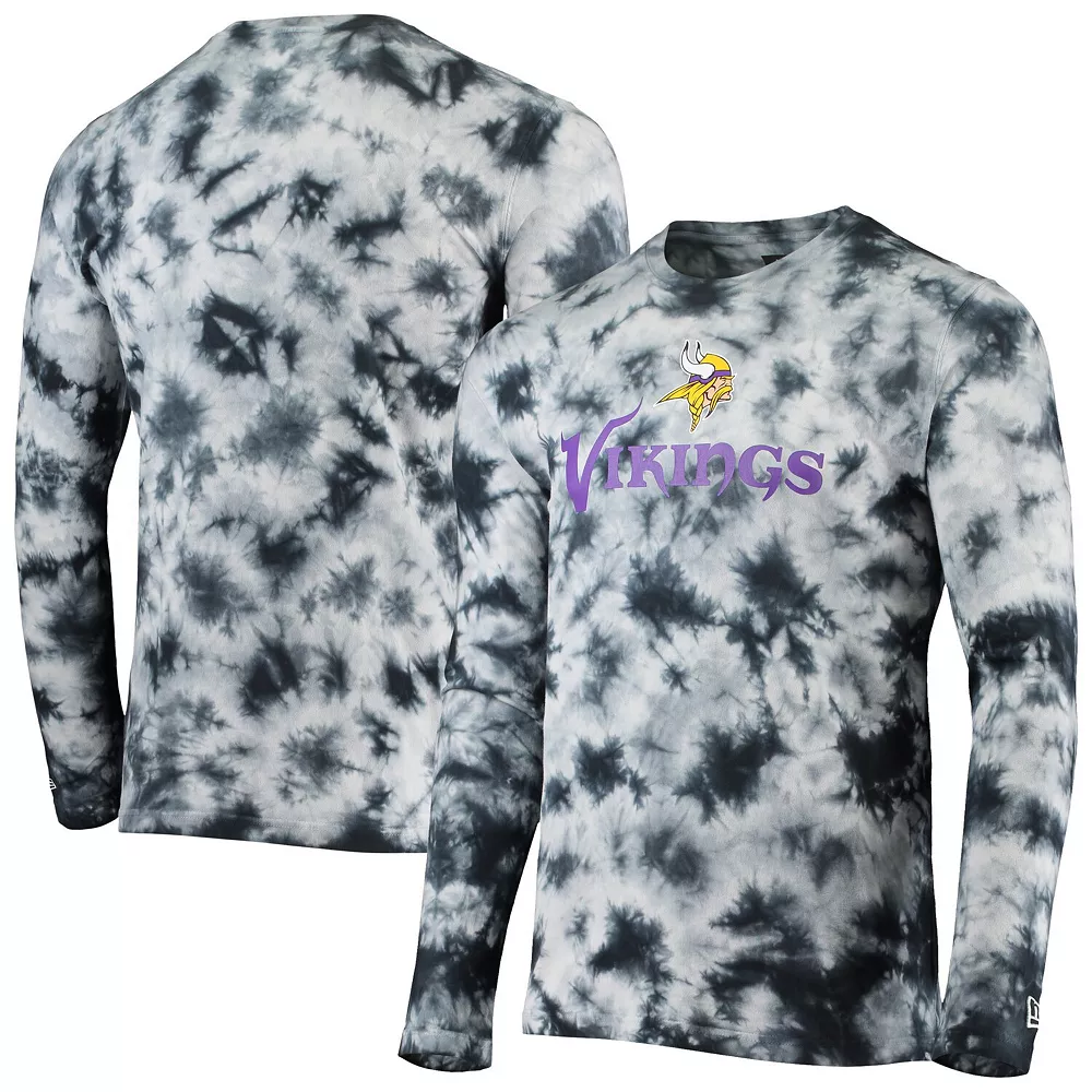 Men's New Era Black Minnesota Vikings Tie-Dye Long Sleeve T-Shirt 1 Men's New Era Black Minnesota Vikings Tie-Dye Long Sleeve T-Shirt