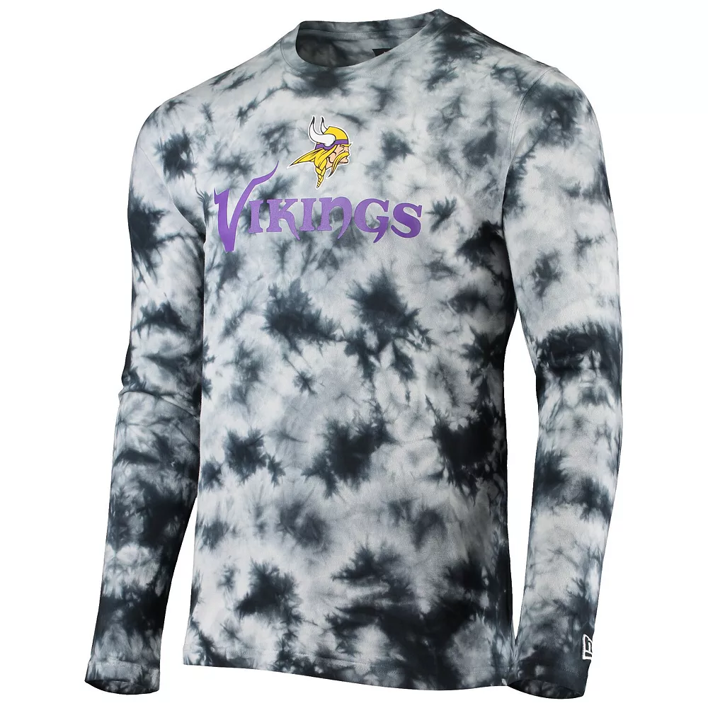Men's New Era Black Minnesota Vikings Tie-Dye Long Sleeve T-Shirt 2 Men's New Era Black Minnesota Vikings Tie-Dye Long Sleeve T-Shirt - Image 2