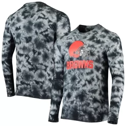 Men's New Era Black Cleveland Browns Tie-Dye Long Sleeve T-Shirt