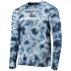 Men's New Era College Navy Seattle Seahawks Tie-Dye Long Sleeve T-Shirt -New Era Shop 5364963 ALT2