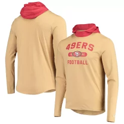 Men's New Era Gold/Scarlet San Francisco 49ers Active Block Hoodie Long Sleeve T-Shirt