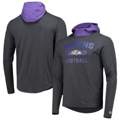 Men's New Era Black/Purple Baltimore Ravens Active Block Hoodie Long Sleeve T-Shirt