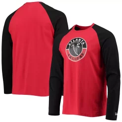 Men's New Era Red/Black Atlanta Falcons League Raglan Throwback Long Sleeve T-Shirt