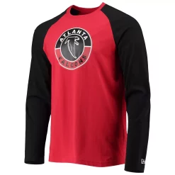 Men's New Era Red/Black Atlanta Falcons League Raglan Throwback Long Sleeve T-Shirt -New Era Shop 5376140 ALT2