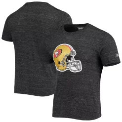 Men's New Era Black San Francisco 49ers Helmet Logo Tri-Blend T-Shirt