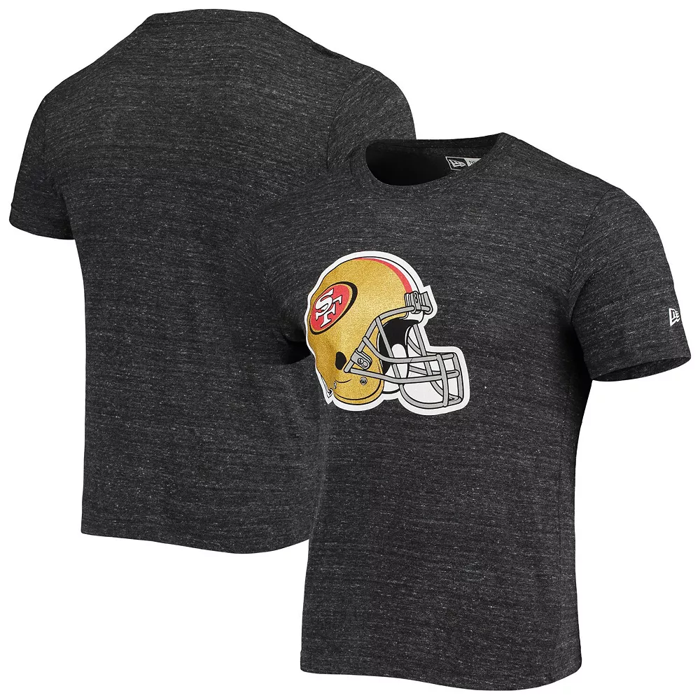 Men's New Era Black San Francisco 49ers Helmet Logo Tri-Blend T-Shirt 1 Men's New Era Black San Francisco 49ers Helmet Logo Tri-Blend T-Shirt