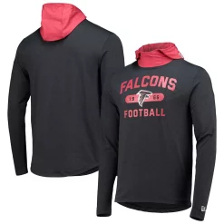 Men's New Era Black/Red Atlanta Falcons Active Block Hoodie Long Sleeve T-Shirt