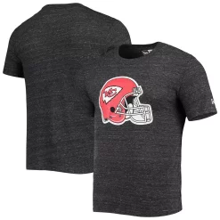 Men's New Era Black Kansas City Chiefs Helmet Logo Tri-Blend T-Shirt