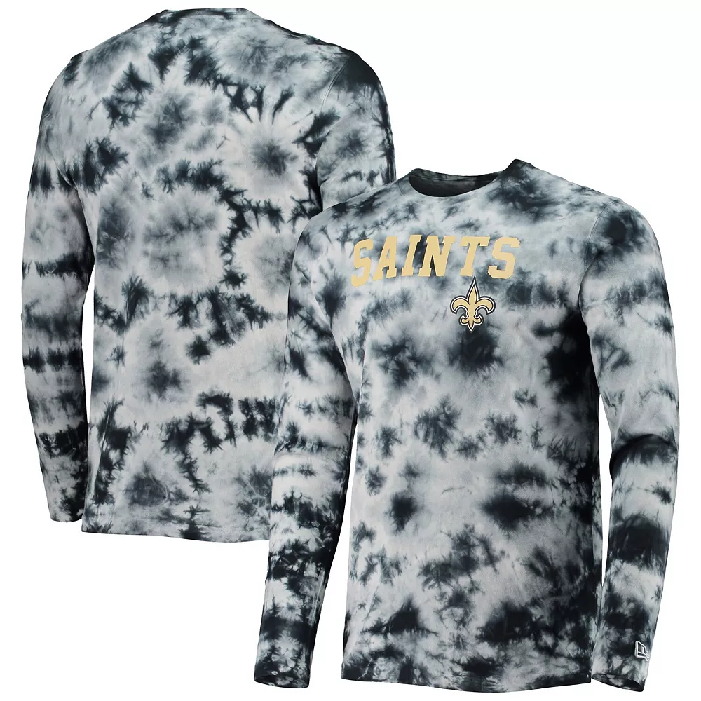 Men's New Era Black New Orleans Saints Tie-Dye Long Sleeve T-Shirt 1 Men's New Era Black New Orleans Saints Tie-Dye Long Sleeve T-Shirt