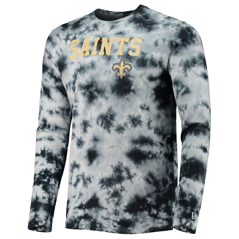 Men's New Era Black New Orleans Saints Tie-Dye Long Sleeve T-Shirt 3 Men's New Era Black New Orleans Saints Tie-Dye Long Sleeve T-Shirt - Image 3
