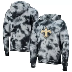 Men's New Era Black New Orleans Saints Tie-Dye Pullover Hoodie