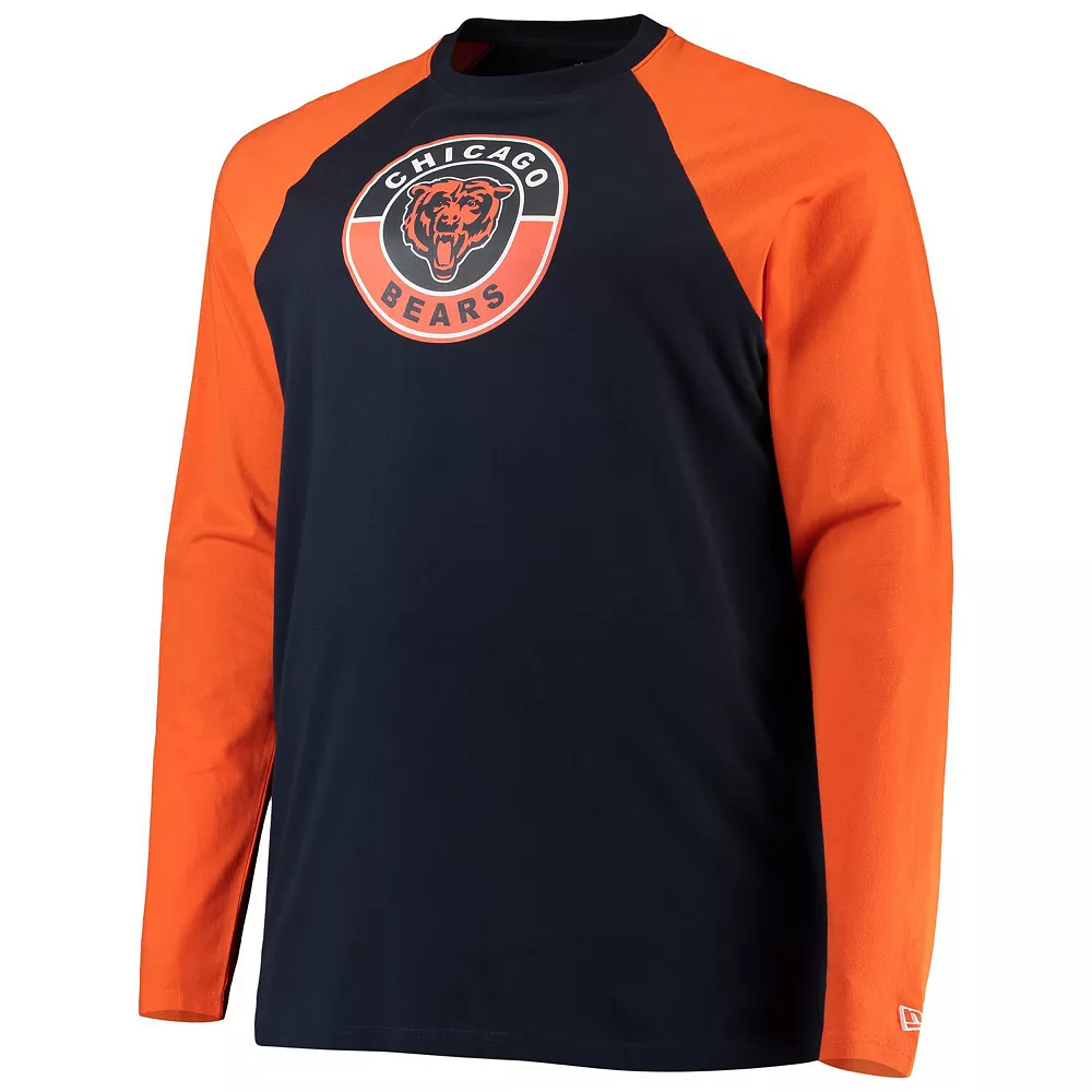Men's New Era Navy/Orange Chicago Bears Big & Tall League Raglan Long Sleeve T-Shirt 3 Men's New Era Navy/Orange Chicago Bears Big & Tall League Raglan Long Sleeve T-Shirt - Image 3