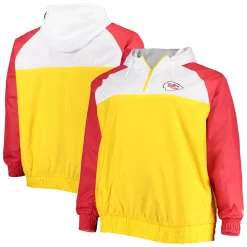 Men's New Era Gold/Red Kansas City Chiefs Big & Tall League Raglan Quarter-Zip Hoodie