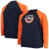 Men's New Era Navy/Orange Denver Broncos Big & Tall League Raglan Long Sleeve T-Shirt