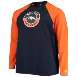 Men's New Era Navy/Orange Denver Broncos Big & Tall League Raglan Long Sleeve T-Shirt -New Era Shop 5409701 ALT2
