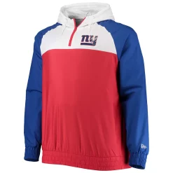 Men's New Era Red/Royal New York Giants Big & Tall League Raglan Quarter-Zip Hoodie -New Era Shop 5409865 ALT2