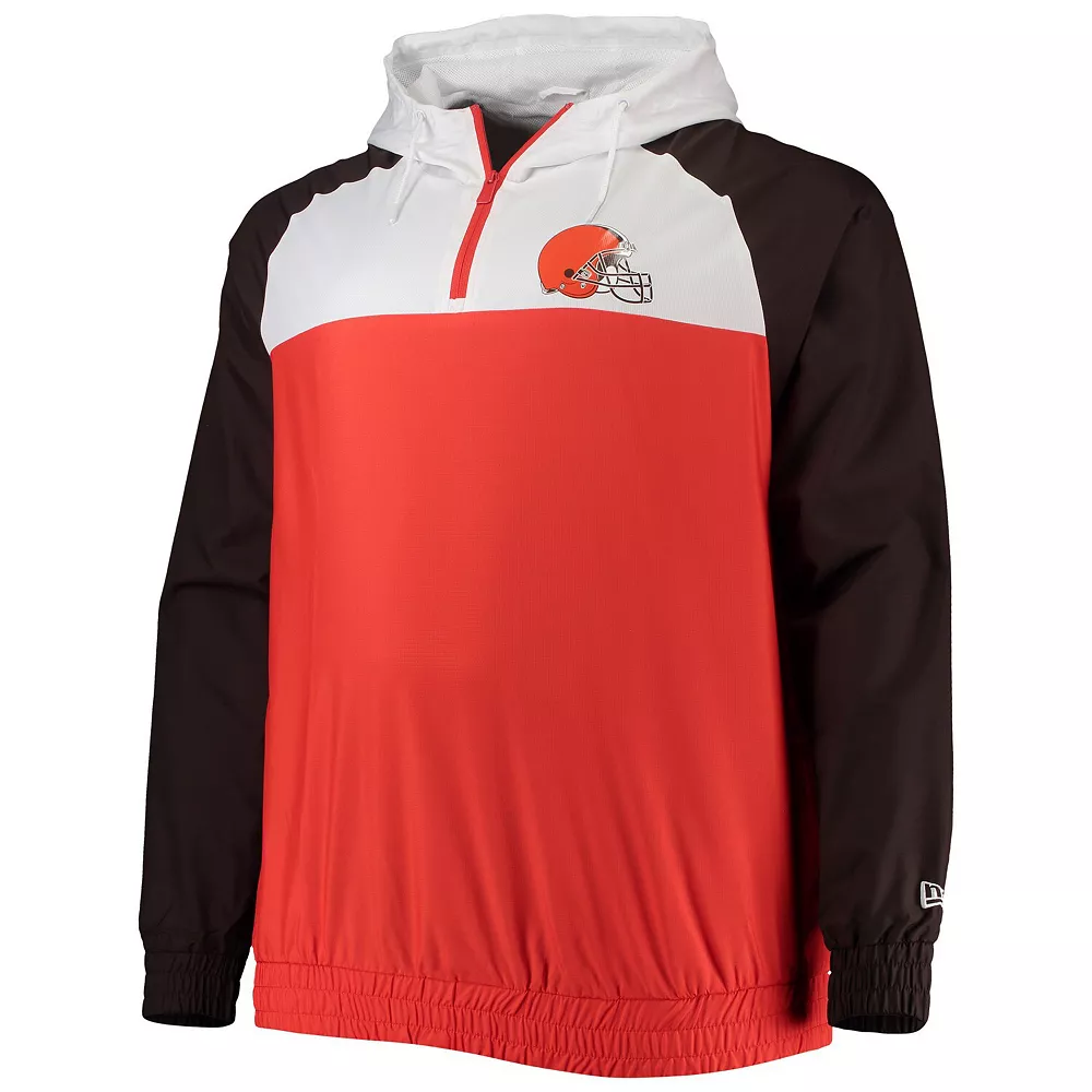 Men's New Era Orange/Brown Cleveland Browns Big & Tall League Raglan Quarter-Zip Hoodie 3 Men's New Era Orange/Brown Cleveland Browns Big & Tall League Raglan Quarter-Zip Hoodie - Image 3