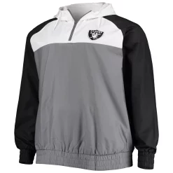 Men's New Era Gray/Black Las Vegas Raiders Big & Tall League Raglan Quarter-Zip Hoodie 5 Men's New Era Gray/Black Las Vegas Raiders Big & Tall League Raglan Quarter-Zip Hoodie -New Era Shop 5411155 ALT2