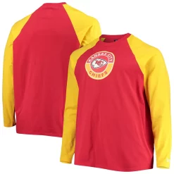 Men's New Era Red/Gold Kansas City Chiefs Big & Tall League Raglan Long Sleeve T-Shirt