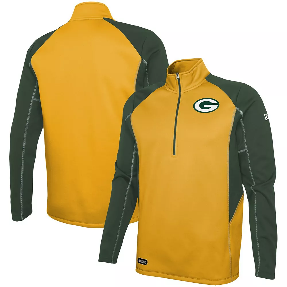 Men's New Era Gold Green Bay Packers Combine Authentic Two-a-Days Half-Zip Jacket 1 Men's New Era Gold Green Bay Packers Combine Authentic Two-a-Days Half-Zip Jacket