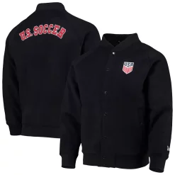 Men's 5th & Ocean by New Era Navy US Soccer Club Level Raglan Full-Snap Tri-Blend Bomber Jacket