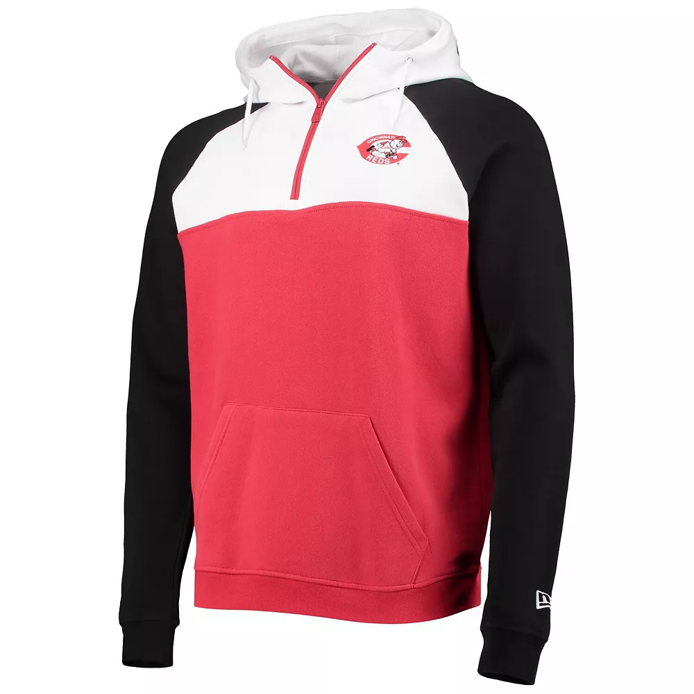 Men's New Era Red/White Cincinnati Reds Cooperstown Collection Quarter-Zip Hoodie Jacket 3 Men's New Era Red/White Cincinnati Reds Cooperstown Collection Quarter-Zip Hoodie Jacket - Image 3