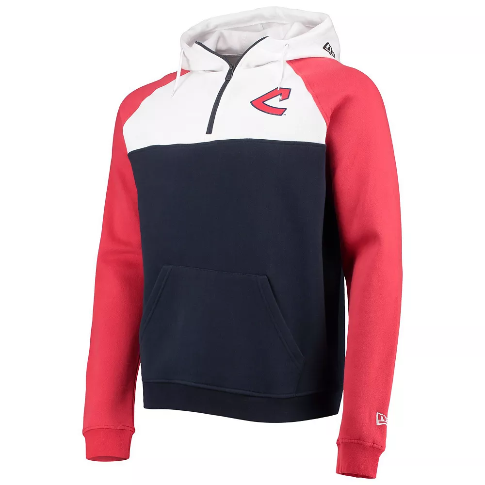 Men's New Era Navy/White Cleveland Indians Cooperstown Collection Quarter-Zip Hoodie Jacket 2 Men's New Era Navy/White Cleveland Indians Cooperstown Collection Quarter-Zip Hoodie Jacket - Image 2