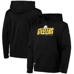 Men's New Era Black Pittsburgh Steelers Combine Authentic Hard Hash Pullover Hoodie