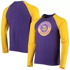 Men's New Era Purple/Gold Minnesota Vikings League Raglan Long Sleeve T-Shirt