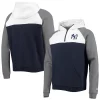Men's New Era Navy/White New York Yankees Cooperstown Collection Quarter-Zip Hoodie Jacket