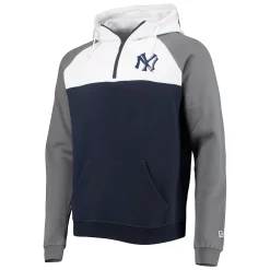 Men's New Era Navy/White New York Yankees Cooperstown Collection Quarter-Zip Hoodie Jacket -New Era Shop 5603941 ALT2